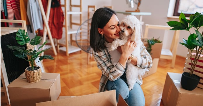 Single woman moving into her new home