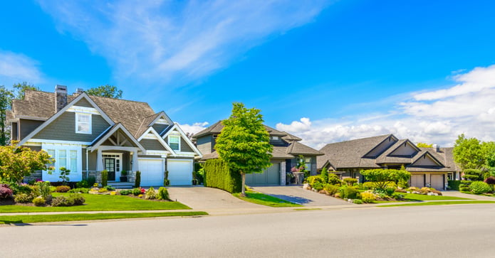residential neighborhood with houses for sale